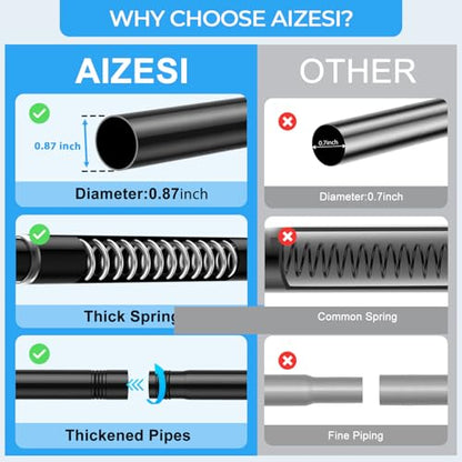 2PCS Tension Curtain Rod 16-26 Inch Adjustable No Drilling, Black | Rust-Resistant, No Slip, Small Spring Loaded Curtain Rods for Window, Kitchen, Closet, Cupboard, Bookshelf & DIY Projects - color: Black, size: 16" to 26"-2Pcs