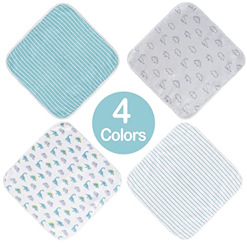 Softan Baby Washcloths, 24Pack Baby Wash Cloths Extra Soft & Ultra Absorbent, Baby Towels and Washcloths Face Towel Unisex for Boys Girls Face & Body, Washclothes Gentle on Sensitive Skin, 9''x 9'' - color: Dinosaur