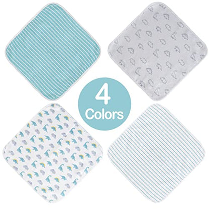 Softan Baby Washcloths, 24Pack Baby Wash Cloths Extra Soft & Ultra Absorbent, Baby Towels and Washcloths Face Towel Unisex for Boys Girls Face & Body, Washclothes Gentle on Sensitive Skin, 9''x 9'' - color: Dinosaur