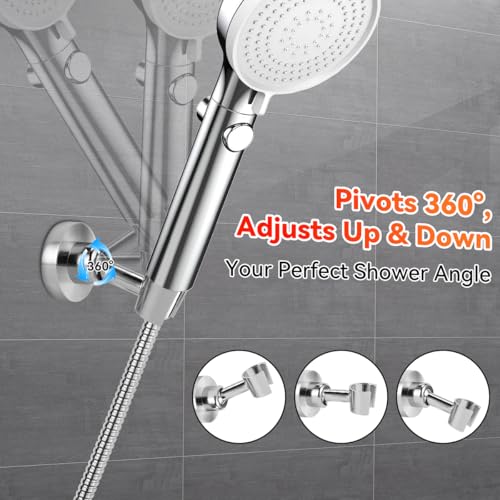 Shower Head Holder All Metal Handheld Shower Wand Bracket Adjustable Handheld Shower Head Holder Wall Mount Shower Wand Bracket Polished Chrome Finish - style: Chrome