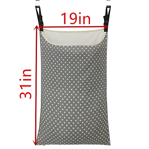 Adjustable Space Saving Door Hanging Laundry Hamper Bag Dorm Laundry Bag,Wide Open Top Over The Door Laundry Hamper with Free Hanging Hooks