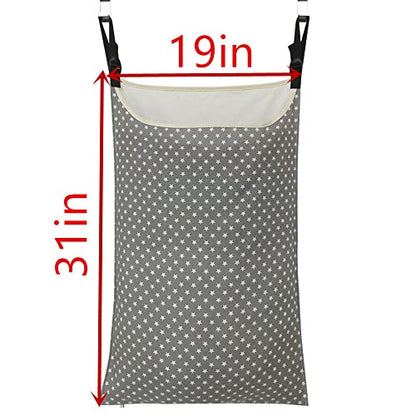 Adjustable Space Saving Door Hanging Laundry Hamper Bag Dorm Laundry Bag,Wide Open Top Over The Door Laundry Hamper with Free Hanging Hooks