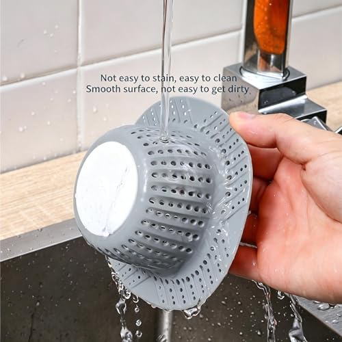 2 Pack Silicone Drain Hair Catcher - Collapsible Bathtub Shower Cover, Anti-Clog Protector for Flat & Regular Drains,Gray - color: Gray