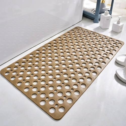 Casa and Beyond Shower Mat, Secure Shower Mat-Non-Slip, Washable Non-Slip Bathtub Mats, with Suction Cups and Drain Holes, Soft Textured Design, Easy to Clean for Bathroom (Coffee, 27.6" x 15") - color: Coffee, size: 27.6" x 15" (Rectangular)