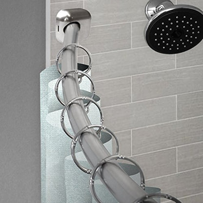 A&F Rod Decor 1" Curved Shower Curtain Rod, Expandable from 41” to 72” - Satin Nickel - color: Satin Nickel