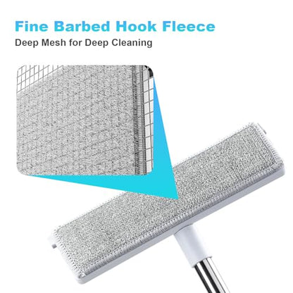 IMHO Mesh Screen Cleaner, Glass Wiper, Dust Paper Clip，3 in 1 Wet and Dry Screen Cleaner with Long Handle Wiper for Shower, Glass, Floor, Tile Walls, Car Windshield, White - style: Three-in-one window cleaner