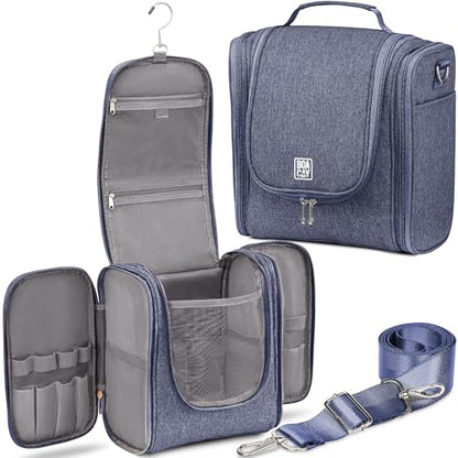 Extra Large Hanging Travel Toiletry Bag for Women and Men, Makeup Bag - color: (X-Large) Violet Blue - Gray Interior