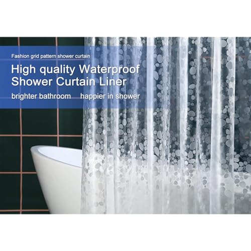 36x72 Shower Curtain Liner, EVA Vinyl Small Narrow Shower Curtain Liner with 2 Weighted Magnets and rustproof Metal Grommets for Bathroom,Non-Toxic Waterproof No Smell Shower Liner - color: Clear Pebble 8g, size: 36"W x 72"L (Pack of 1)
