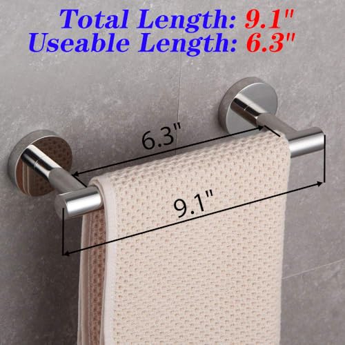 GERZ 9-Inch Bathroom Towel Bar Stainless Steel Bath Towel Rack Contemporary Style Wall Mount, Polished Finish AG1101C23-JG - color: Chrome, size: 9 Inch (Pack of 1)