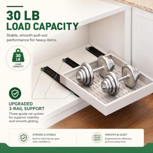 Fokyfok Pull out Cabinet Organizer,Expandable,Upper Cabinet,Kitchen | 11"–18"Wx10"–13"D,No Drill,Pull out Drawers,Cabinet Drawer Slide out,Roll out Shelves,Pantry,Bathroom,Adhesive,Adjustable,1PC - size: 11"-18"W X 10"-13"D