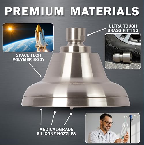 Massage Shower Head With Mist - 2.5 GPM - Brushed Nickel | High Pressure Boosting, 6 Function Adjustable Massaging Rainfall Showerhead For Low Flow Baths With Water Saving Nozzles - color: Brushed Nickel, size: 2.5 GPM