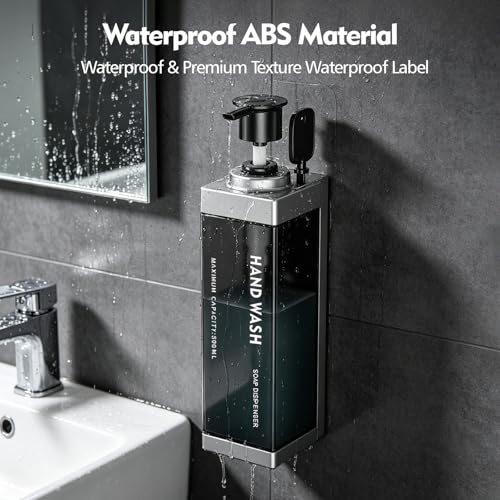 Wall Mounted Lockable Shampoo and Conditioner Dispenser | 17oz Large Pump Head No Drill Refillable ABS Plastic Bottle For Bathroom Shower Commercial Use Silver 1 Pack - color: Silver, size: 1