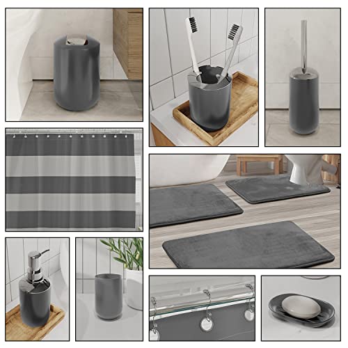 Clara Clark Bathroom Set - Gray Bathroom Accessories Set, Bathroom Sets with Shower Curtain and Rugs, 23PC Shower Curtain Set with Liner, Soap Dispenser, Soap Dish, Toilet Brush Holder, and Trash Can - color: Grey, size: Complete Set + Bath Rugs