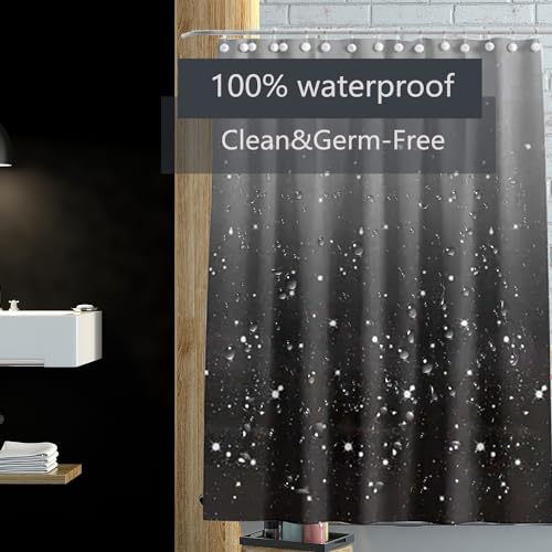 Shower Curtain Liner 72 x 72, Plastic Waterproof 4G Lightweight Shower Liner for Bathroom, with Grommets Holes and 3 Heavy Duty Magnetic Weights - color: Black Star