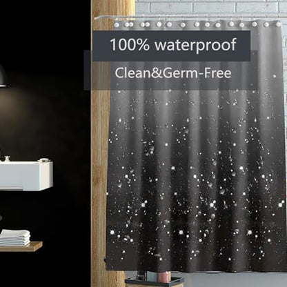 Shower Curtain Liner 72 x 72, Plastic Waterproof 4G Lightweight Shower Liner for Bathroom, with Grommets Holes and 3 Heavy Duty Magnetic Weights - color: Black Star