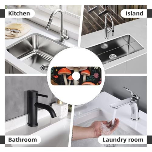 Diatomite Fast Drying Mushroom Faucet Mat for Kitchen Sink & Bathroom Counter,Super Absorbent Water Sink Protectors Prevent Moisture Buildup,Sink Splash Guard 15×5.5 Inch - color: Mushroom