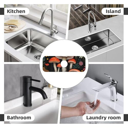Diatomite Fast Drying Mushroom Faucet Mat for Kitchen Sink & Bathroom Counter,Super Absorbent Water Sink Protectors Prevent Moisture Buildup,Sink Splash Guard 15×5.5 Inch - color: Mushroom