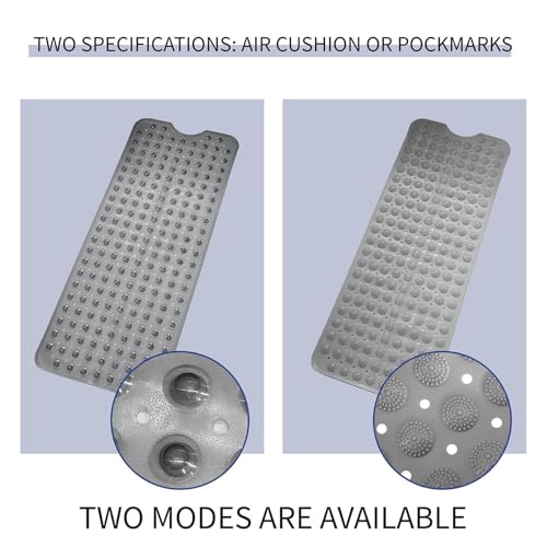 Non-Slip Bath Tub Mat, Extra Large 40x16 Inch Shower Mat with Suction Cups & Drain Holes, Quick Dry Soft Mat for Bathroom Floor Safety, Bubble Style, Gray - color: Gray