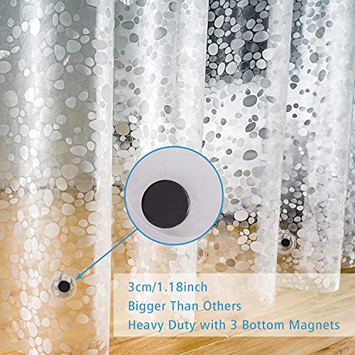 UFRIDAY Clear Shower Curtain Liner 72 x 72 inch,EVA 3D Cobblestone Weighted Plastic Bathroom Shower Curtain Liner with 3 Big Magnets,Transparent. - color: Cobblestone Clear, size: 72"W x 72"L (Pack of 1)