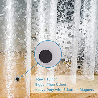 UFRIDAY Clear Shower Curtain Liner 72 x 72 inch,EVA 3D Cobblestone Weighted Plastic Bathroom Shower Curtain Liner with 3 Big Magnets,Transparent. - color: Cobblestone Clear, size: 72"W x 72"L (Pack of 1)