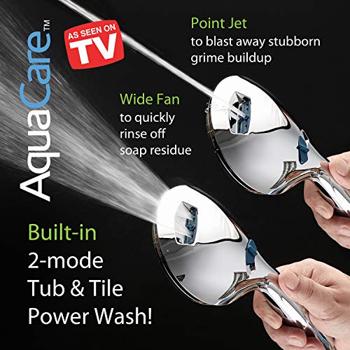 AquaCare 50-mode High Pressure Shower Head Combo with Arm & Dual Power Wash | Hygienic Jets, 2-mode Handheld Power Wash for Tub, Tile & Pets, Long 6 ft. Stainless Steel Hose, Extra Wall Bracket / Chrome - color: All-Chrome, style: 2.5 Gallons Per Minute