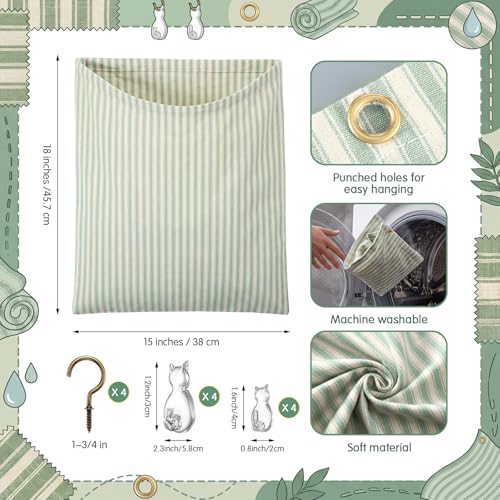 Reusable Dirty Rag Storage Linen Bag,Green and White,Classic - color: Green and White, style: Classic