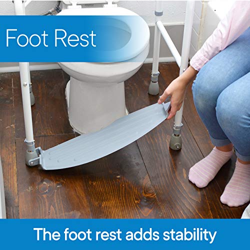 RMS Toilet Safety Frame & Rail - Foldable, Portable Bathroom Toilet Rail | Handrail Toilet Bars with Adjustable Height (White)