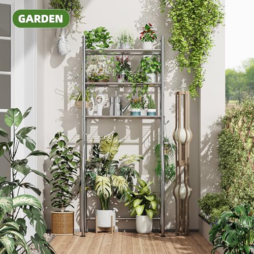 Simple Trending 3 Tier Over The Toilet Rack, Bathroom Shelves with 4 Hooks and Paper Holder, Bathroom Stand Organizer Space Saver, Chrome - color: Silver