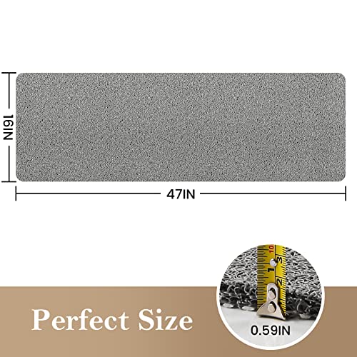 SoftDuo Shower Mat Bathtub Mat Non-Slip Soft Tub Mat | 47x16 inch,PVC Loofah Bath Mat with Drain for Tub and Bathroom,Quick Drying,Grey - color: Grey, size: 47" x 16" (Rectangular)