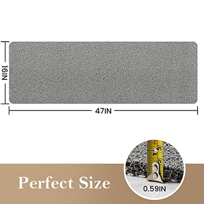 SoftDuo Shower Mat Bathtub Mat Non-Slip Soft Tub Mat | 47x16 inch,PVC Loofah Bath Mat with Drain for Tub and Bathroom,Quick Drying,Grey - color: Grey, size: 47" x 16" (Rectangular)