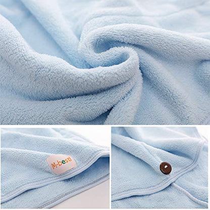 M-bestl 2 Pack Hair Drying Towels, Hair Towel Wrap,Absorbent Microfiber Hair Towel Turban with Button Design to Dry Hair More Quicker(Blue&Dark Gray) - color: Blue&dark Gray