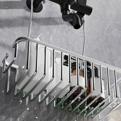 Shower Caddy Hanging, Hanging Shelf over Shower Door Caddy Rack Bathroom Storage Rack Shampoo Bracket Hung on the Bar