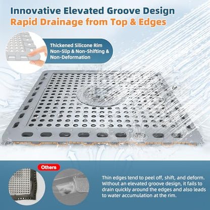 Hibbent Upgraded Shower Drain Hair Catcher, Shower Cover for Bathroom Floor 6" Drain, Anti-Clogging Bathtub Strainer, Stainless Steel Kitchen Sink Strainer with Handle, Grey - color: 6' Light Grey