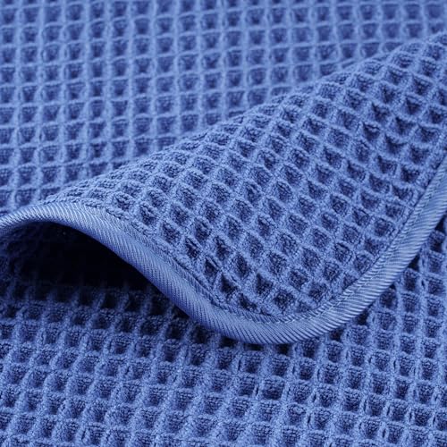 POLYTE 430 GSM Poly Blend Microfiber Quick Dry Waffle Bath Towel, 30x60 in | 4 Pack, Oversize, Lint Free, Body Towel - color: Royal Blue