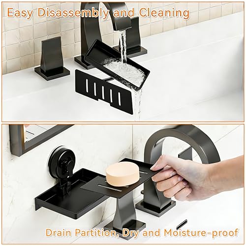 SUOXING 2 Pack Bar of Soap Holder for Shower with Suction Cup,Rustproof Wall Mounted Acrylic Shower Soap Rack & Caddy for Bathroom,Bath,Kitchen,Plastic Self Draining Soap Holder and Soap Shelf,Black - color: Black