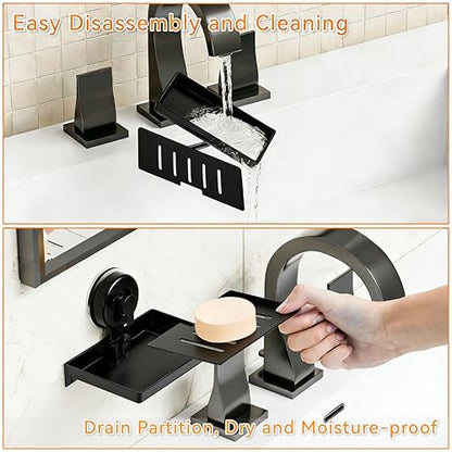 SUOXING 2 Pack Bar of Soap Holder for Shower with Suction Cup,Rustproof Wall Mounted Acrylic Shower Soap Rack & Caddy for Bathroom,Bath,Kitchen,Plastic Self Draining Soap Holder and Soap Shelf,Black - color: Black