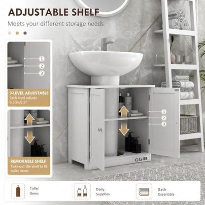 GGIB Under Sink Bathroom Cabinet with 2 Doors and Shelf