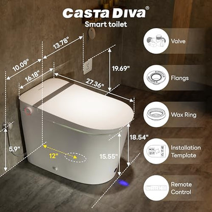 Smart Toilet with ADA Height,1000g MaP Powerful Flush(K050) | Bidet Toilet, Foam Dispenser & Comfort Heated Seat, Foot Sensor & Soft-close Seat, Built in Tank, Blackout Flush - color: K050
