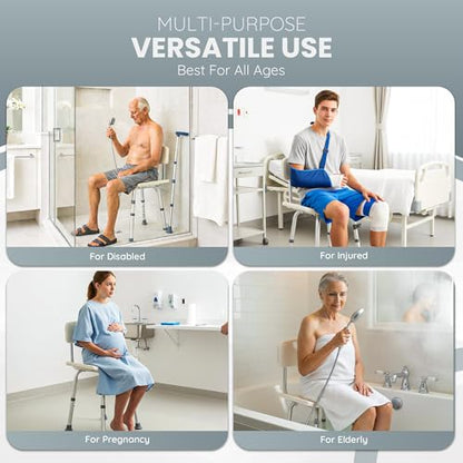 Dr Kays Shower Chair for Inside Shower Shower Stool with Backrest | Premium Aluminium, Heavy-Duty Bathroom Chair for Inside Bathtub, Bath Bench, Bath Seat for Washroom