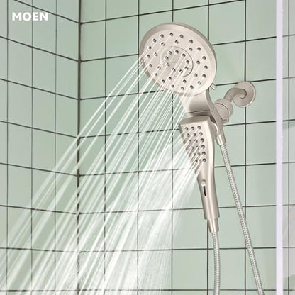 Moen 220C2EPSRN Verso Showerhead Combo, Magnetix, Brushed Nickel | Rain and handshower combo, Magnetix docking, Infiniti dial spray control, 60" hose, brushed nickel finish - color: Spot Resist Nickel