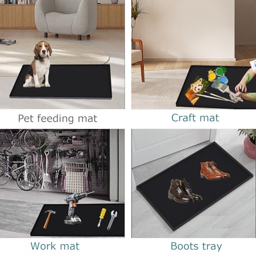 Under Sink Mat 31 x 19, Silicone Under Sink Liner for Kitchen Waterproof Bathroom Cabinet Mat, Black - color: Black, size: 19"W x 31"L