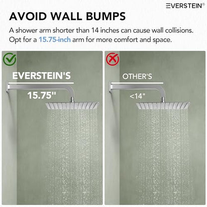 Wall Mount 12" High-Pressure Rainfall Shower Faucet, Dual Rainfall Shower Head System with 6 Body Jets (Brushed Nickel) | Wall Mount, High-Pressure, Dual Rainfall Shower Head System, 6 Body Jets - color: Brushed Nickel