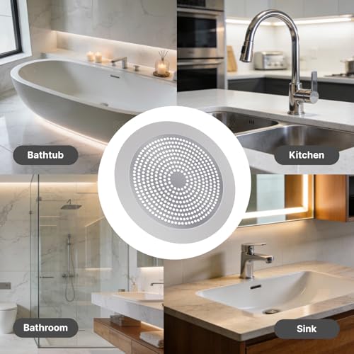 Shower Drain Hair Catcher - Stainless Steel Drain Hair Catcher, 5.7in Wide Rim for Strong Bathtub Adhesion, Easy to Clean, Prevents Clogs, Ideal for Homeowners, Renters, Parents & Pet Owners