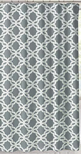 Serafina Home Grey Fabric Shower Curtain, Gray White Chain Link Geometric Design, 72x72 Inches, with Hooks, 13 Piece Set - color: Chain Link Grey