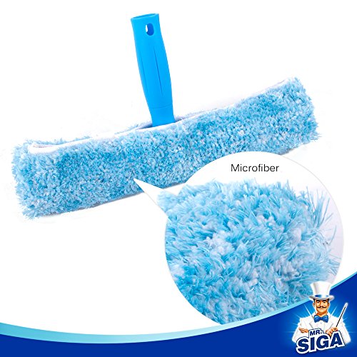 MR.SIGA Professional Window Squeegee & Microfiber Window Scrubber, 10 inch | 2 in 1 squeegee window cleaner tool - size: 10-inch