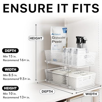 Simple Houseware 2 Tier Pull-Out Sliding Drawer Under Sink Storage, Clear | Great for Kitchen Bathroom Tray Shelf Organizer - color: Clear