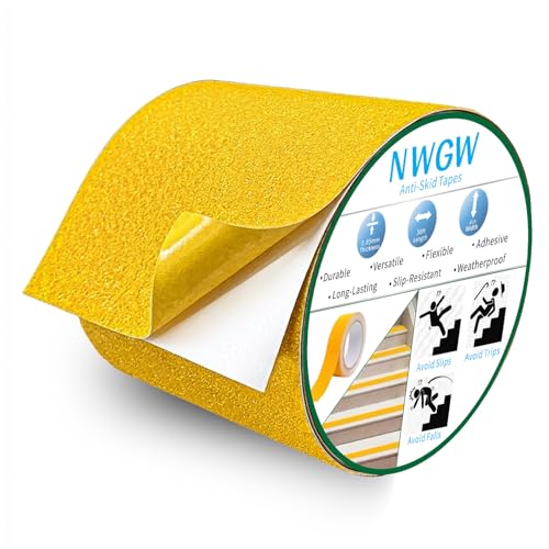 Anti Slip Tape 4" x 30FT, Light Yellow Heavy Duty Waterproof Non-Slip Safety Traction Grip Tape for Indoor Outdoor Stairs, Steps, Ramps, Walkways and Pool - color: Yellow, size: 4 IN