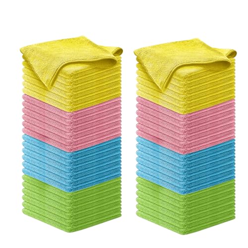 USANOOKS Premium 300GSM Microfiber Cleaning Cloth - 12.5"x12.5" High Performance - 1200 Washes, Ultra Absorbent Microfiber Towels for Cars Undercarriage, Rims & Engine Bay Cleaning - Microfiber Cloth - color: Multicolor, size: 12.5" x 12.5" (100 pack)