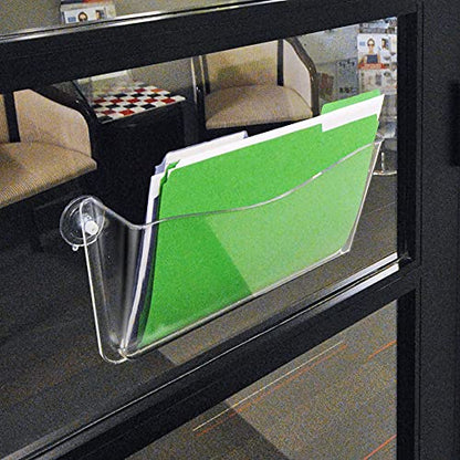 Azar Displays 250055 Clear Plastic Wall Mount File Holder with Suction Cups, 4-Pack - color: CLEAR, style: Suction Cup