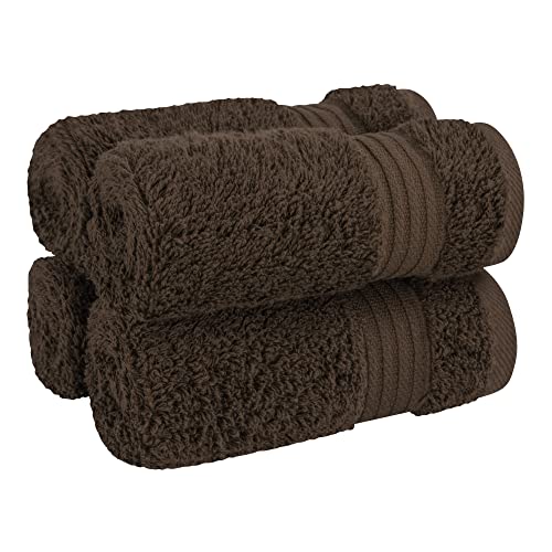 Cotton Paradise 100% Cotton Turkish Towel Set, Soft Absorbent Quick Dry, 4 Piece Washcloth Set, Chocolate Brown - color: Chocolate Brown, size: 13"x13"